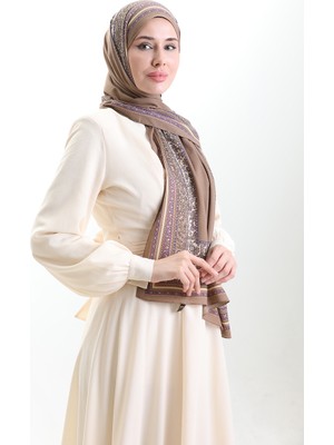 Karaca Desenli Mio Şal 82012-04 Sütlü Kahve Eflatun