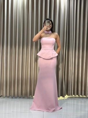 Kaleiçi Yıldızlar Pudra Staplez Balık Model Abiye 9767