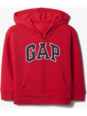 Gap Relaxed Logo Fermuarlı Çocuk Kırmızı SWEATSHIRT.001