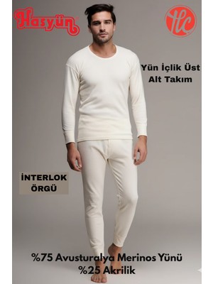 Hasyün Erkek Ter Emici Kaşındırmaz %75 Yün Içlik Uzun Kol Alt Üst Takım