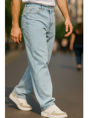 Cedy Denim Erkek Yüksek Bel Bol Kesim Baggy Loose Fit Jean Pantolon Desenli Günlük Stil