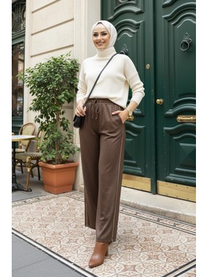 Neva Style Simli Kahverengi Tesettür Pantolon 18193KH