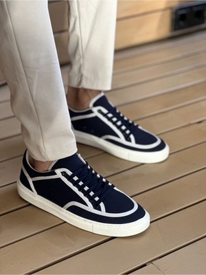 Chekich CH2505 - Keten Erkek Ayakkabı Lacivert Beyaz
