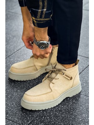 Chekich CH213 Süet Erkek Bot Kum Bağcıklı Düz Topuklu Rahat Taban Özelliği ile Şık