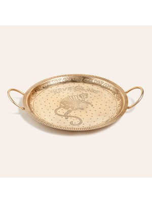 Zsa Zsa Zsu Nanpur Metal Dekoratif Tepsi 43x36x7 Cm Altın