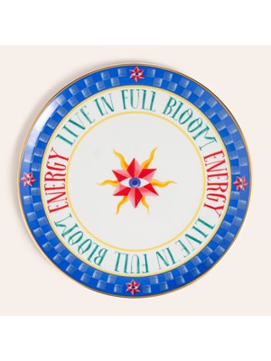 Zsa Zsa Zsu Lublın Porselen Pizza Tabağı 33x33x1.5 Cm Mavi-turuncu