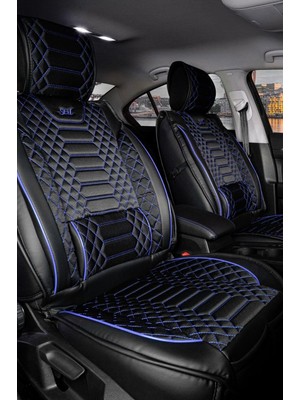 Startcar Bmw X6 Deri Oto Koltuk Kılıfı Ön Arka Takım Siyah Mavi Royal Serisi Scr