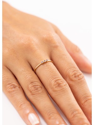 Zeyd Jewelry Mor Taşlı Minimal Ince 14 Ayar Altın Yüzük