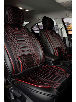 Startcar Bmw X6 Deri Oto Koltuk Kılıfı Ön Arka Takım Siyah Kırmızı Royal Serisi Scr