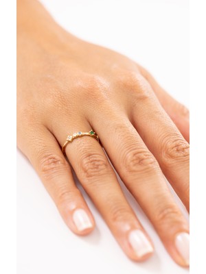 Zeyd Jewelry Renkli Taşlı Zarif 14 Ayar Altın Yüzük
