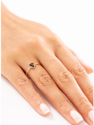 Zeyd Jewelry Siyah Damla Taşlı 14 Ayar Altın Yüzük