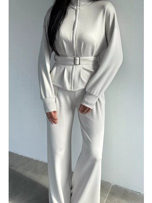 Gülseli Kadın Kemer Detaylı Ceket Bel Lastikli Pantolon Ikili Takım P-00018849