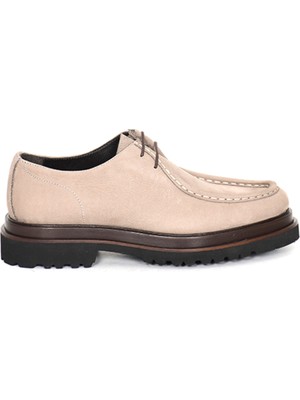 Tuna Hakiki Nubuk Deri Modern Bej Loafer Erkek Ayakkabı Eva Taban - 3094