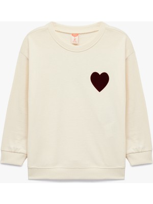 Koton Pamuklu Kalpli Baskılı Uzun Kollu Bisiklet Yaka Sweatshirt