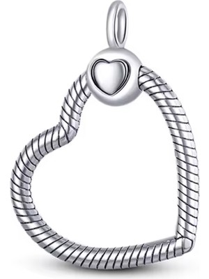 Fubena Moments Kalp Gümüş Zincirli Charm Taşıyıcılı Kolye 925 Ayar Gümüş Maden Renkli