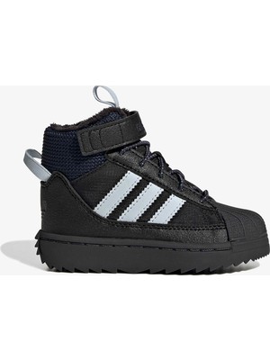 adidas Bebek Siyah Bot SUPERSTAR WINTER TREK I JQ0342 Su Geçirmez Malzeme İle Şık Tasarım