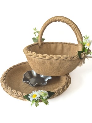 Bonvos Dekoratif İkili Kına Seti - Nişan Nikah Kına Sepeti 38cm X 30cm Ebatlarında