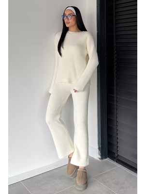 Gülseli Kadın Sakallı Yumoş Iplik Kazak Pantolon Triko Ikili Takım P-00018856