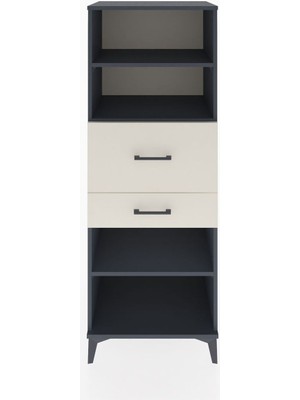 Dienni Hyperion Dolap 3 Raflı 2 Çekmeceli 60X44X163 Antrasit-Aytaşı