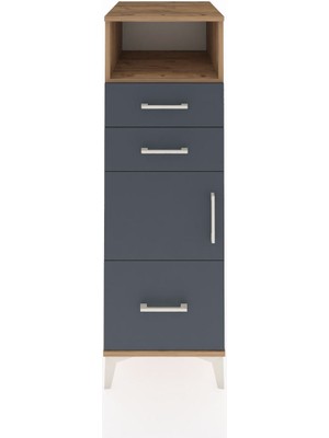 Dienni Kronos Dolap 2 Raflı 3 Çekmeceli Tek Kapaklı 44X59X134 Çam-Antrasit