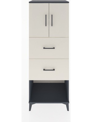 Dienni Hyperion Dolap 2 Raflı 2 Çekmeceli 2 Kapaklı 60X44X163 Antrasit-Aytaşı