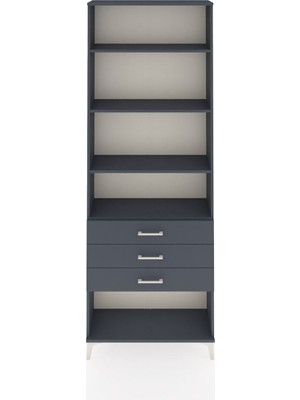 Dienni Arges Dolap 4 Raflı 3 Çekmeceli 88X30X243 Antrasit-Antrasit