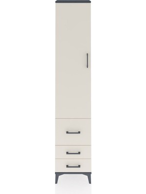 Dienni Arges Dolap 4 Raflı 3 Çekmeceli Tek Kapaklı 44X30X221 Antrasit-Aytaşı