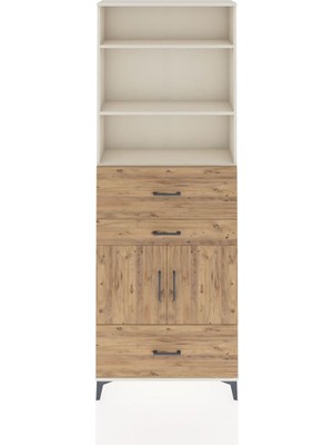 Dienni Arges Dolap 4 Raflı 3 Çekmeceli 2 Kapaklı 88X30X243 Aytaşı-Çam