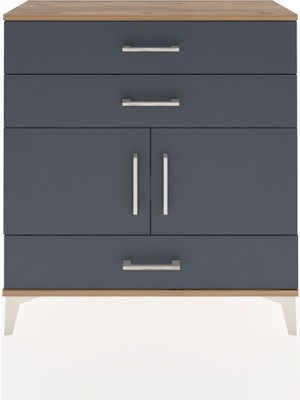 Dienni Arges Şifonyer 2 Raflı 3 Çekmeceli 2 Kapaklı 88X30X96 Çam-Antrasit