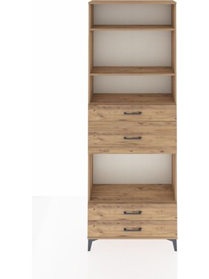 Dienni Arges Dolap 4 Raflı 4 Çekmeceli 88X30X243 Çam-Çam