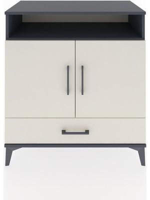 Dienni Hyperion Şifonyer 2 Raflı Tek Çekmeceli 2 Kapaklı 88X44X96 Antrasit-Aytaşı