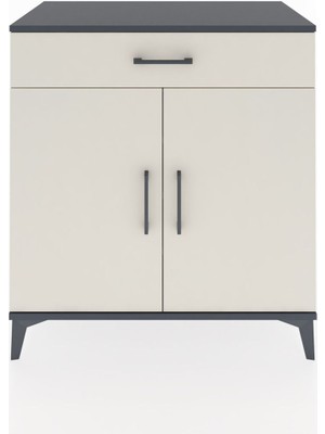 Dienni Hyperion Şifonyer 3 Raflı Tek Çekmeceli 2 Kapaklı 88X44X96 Antrasit-Aytaşı
