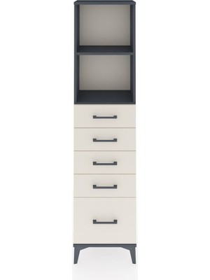 Dienni Arges Dolap 2 Raflı 5 Çekmeceli 44X30X182 Antrasit-Aytaşı