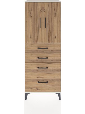 Dienni Arges Dolap 2 Raflı 4 Çekmeceli 2 Kapaklı 60X30X163 Aytaşı-Çam