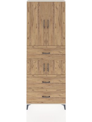 Dienni Arges Dolap 4 Raflı 3 Çekmeceli 4 Kapaklı 88X30X243 Aytaşı-Çam