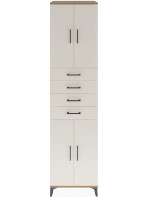 Dienni Hyperion Dolap 4 Raflı 4 Çekmeceli 4 Kapaklı 60X44X243 Çam-Aytaşı