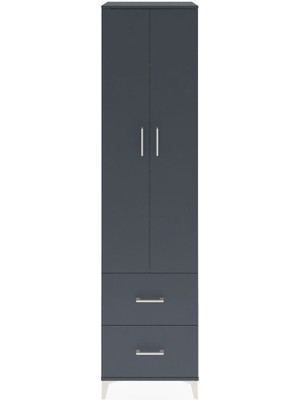 Dienni Hyperion Dolap 5 Raflı 2 Çekmeceli 2 Kapaklı 60X44X243 Antrasit-Antrasit