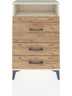 Dienni Arges Komodin Tek Raflı 3 Çekmeceli 60X30X96 Aytaşı-Çam