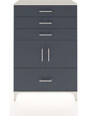 Dienni Hyperion Dolap Tek Raflı 4 Çekmeceli 2 Kapaklı 88X44X134 Aytaşı-Antrasit