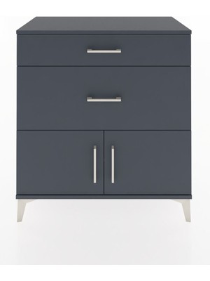 Dienni Hyperion Şifonyer Tek Raflı 2 Çekmeceli 2 Kapaklı 88X44X96 Antrasit-Antrasit