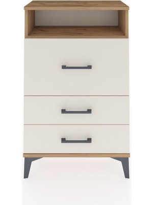 Dienni Arges Komodin Tek Raflı 3 Çekmeceli 60X30X96 Çam-Aytaşı