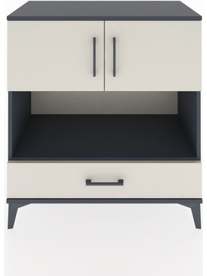 Dienni Hyperion Şifonyer 3 Raflı Tek Çekmeceli 2 Kapaklı 88X44X96 Antrasit-Aytaşı