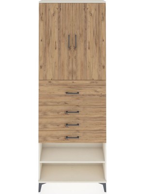 Dienni Arges Dolap 4 Raflı 4 Çekmeceli 2 Kapaklı 88X30X243 Aytaşı-Çam