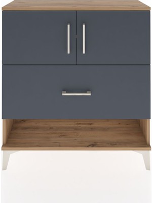 Dienni Arges Şifonyer 2 Raflı Tek Çekmeceli 2 Kapaklı 88X30X96 Çam-Antrasit