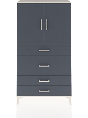 Dienni Arges Dolap 3 Raflı 4 Çekmeceli 2 Kapaklı 88X30X163 Aytaşı-Antrasit