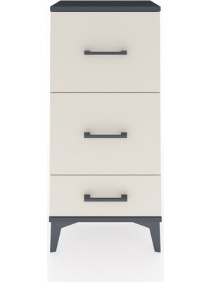 Dienni Arges Komodin 3 Çekmeceli 44X30X96 Antrasit-Aytaşı