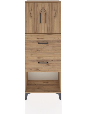 Dienni Arges Dolap 2 Raflı 2 Çekmeceli 2 Kapaklı 60X30X163 Çam-Çam