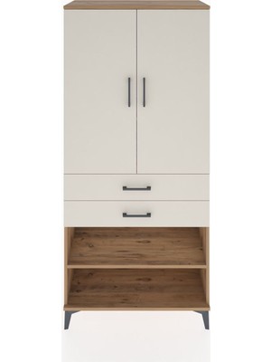 Dienni Hyperion Dolap 4 Raflı 2 Çekmeceli 2 Kapaklı 88X44X195 Çam-Aytaşı