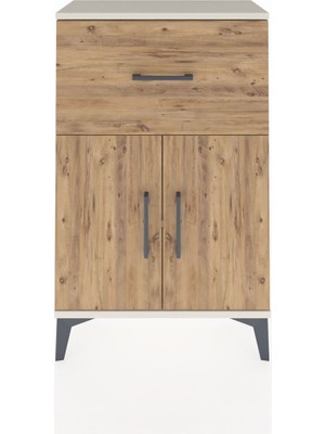Dienni Arges Komodin Tek Raflı Tek Çekmeceli 2 Kapaklı 60X30X96 Aytaşı-Çam