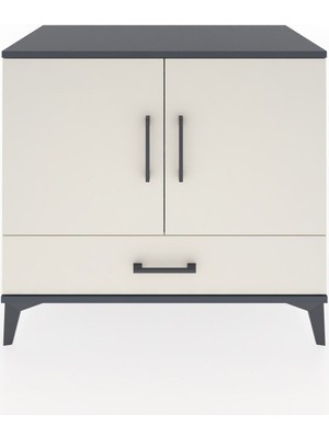 Dienni Hyperion Şifonyer 2 Raflı Tek Çekmeceli 2 Kapaklı 88X44X80 Antrasit-Aytaşı